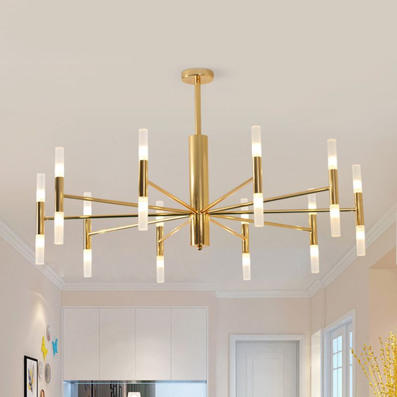 Marilyn Modern Cylindrical Metal Chandelier, Gold