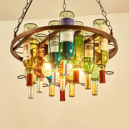 Hailie Antique Wine Bottle Metal/Glass Colorful Pendant Light