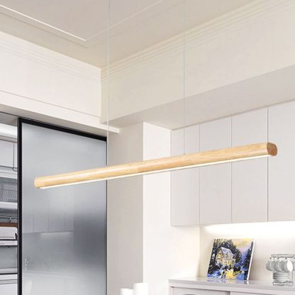 Ozawa Designer Linear Rod Shaped Pendant Light, Wood