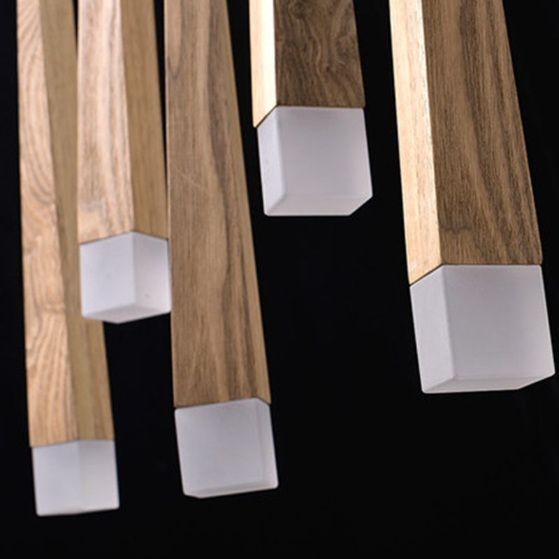 Ozawa Minimalist Linear Wood Acrylic Pendant Light Wood