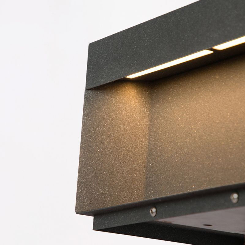 Riley Modern Square Metal Solar Outdoor Lamps Post, Black Gold