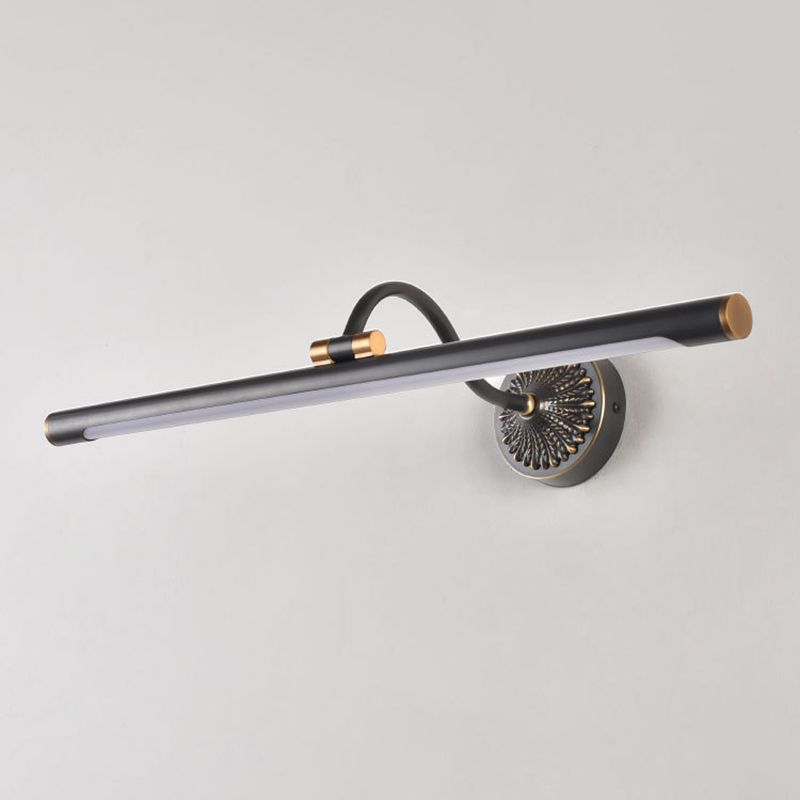 Ozawa Black Adjustable Reading Spotlight Wall Lamp, Metal/Wood