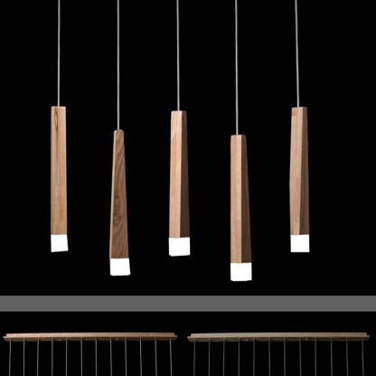 Ozawa Minimalist Linear Wood Acrylic Pendant Light Wood