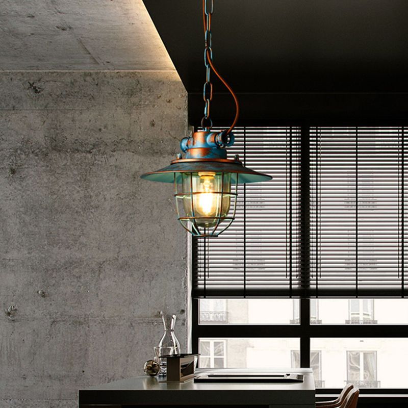 Industrial pendant light: Alessio metal and glass bedroom lighting. Alessio Industrial Metal Glass Pendant Light Bedroom