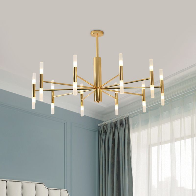 Marilyn Modern Cylindrical Metal Chandelier, Gold