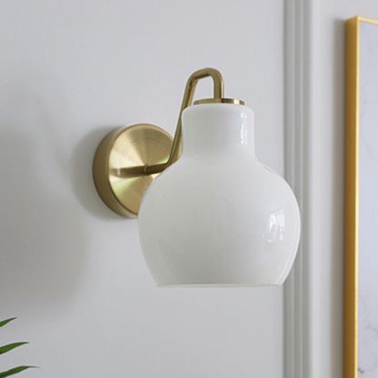 Lily Simple Dome Shape Vanity Wall Lamp, Metal/Glass