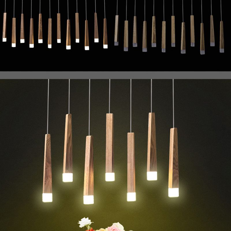 Ozawa Minimalist Linear Wood Acrylic Pendant Light Wood