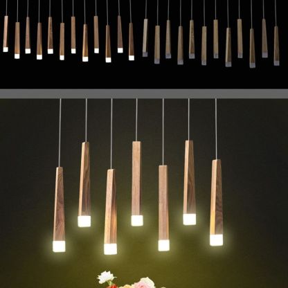 Ozawa Minimalist Linear Wood Acrylic Pendant Light Wood