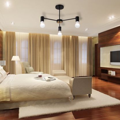 Valentina Industrial Semi Metal Flush Mount Ceiling Light Living Room