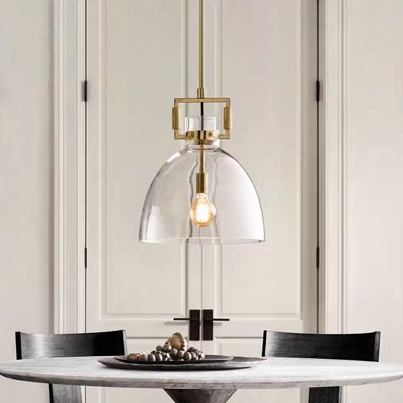 Cairns Modern Geometric Glass/Metal Pendant Light in Brass