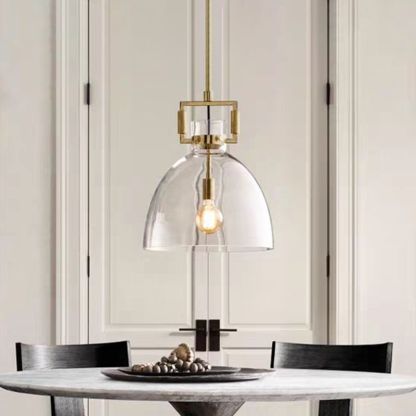 Cairns Modern Geometric Glass/Metal Pendant Light in Brass