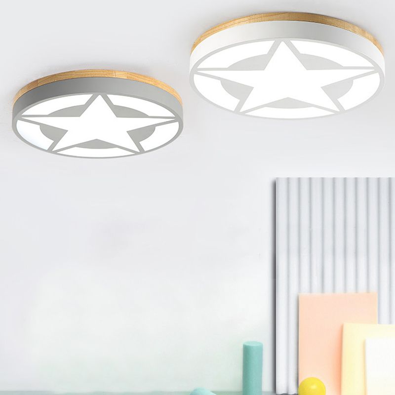 Modern Quinn star ceiling lights, round acrylic wood flush mount