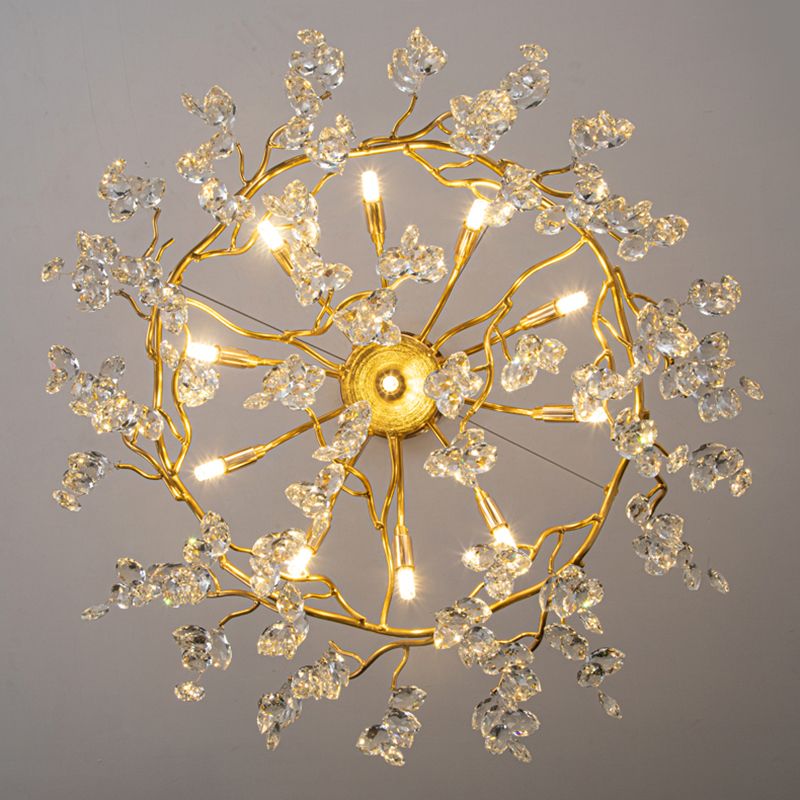 Marilyn Contemporary Gold Glass Crystal Chandelier