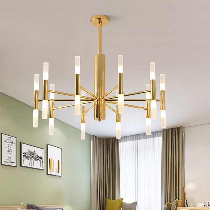 Marilyn Modern Cylindrical Metal Chandelier, Gold