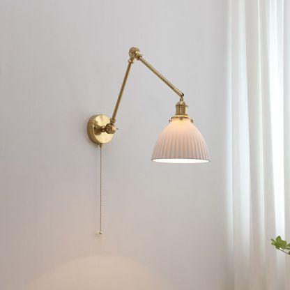 Carins Wall Lamp Modern Drum Ceramics Metal Adjustable, White