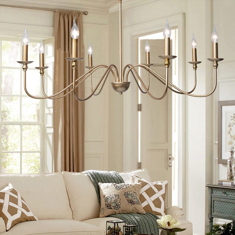 Silva Retro Vintage Golden Candle Metal Chandelier
