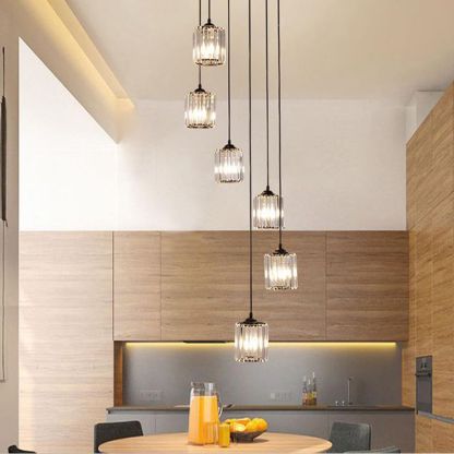 Kristy Modern Minimalist Metal Glass Chandelier Living Room