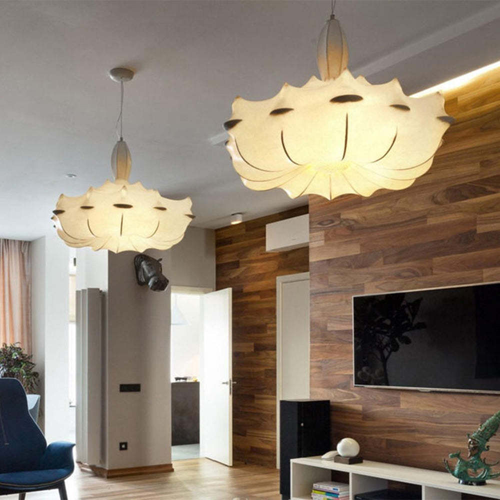 Renée Modern Artificial Silk/Metal Pendant Light, White