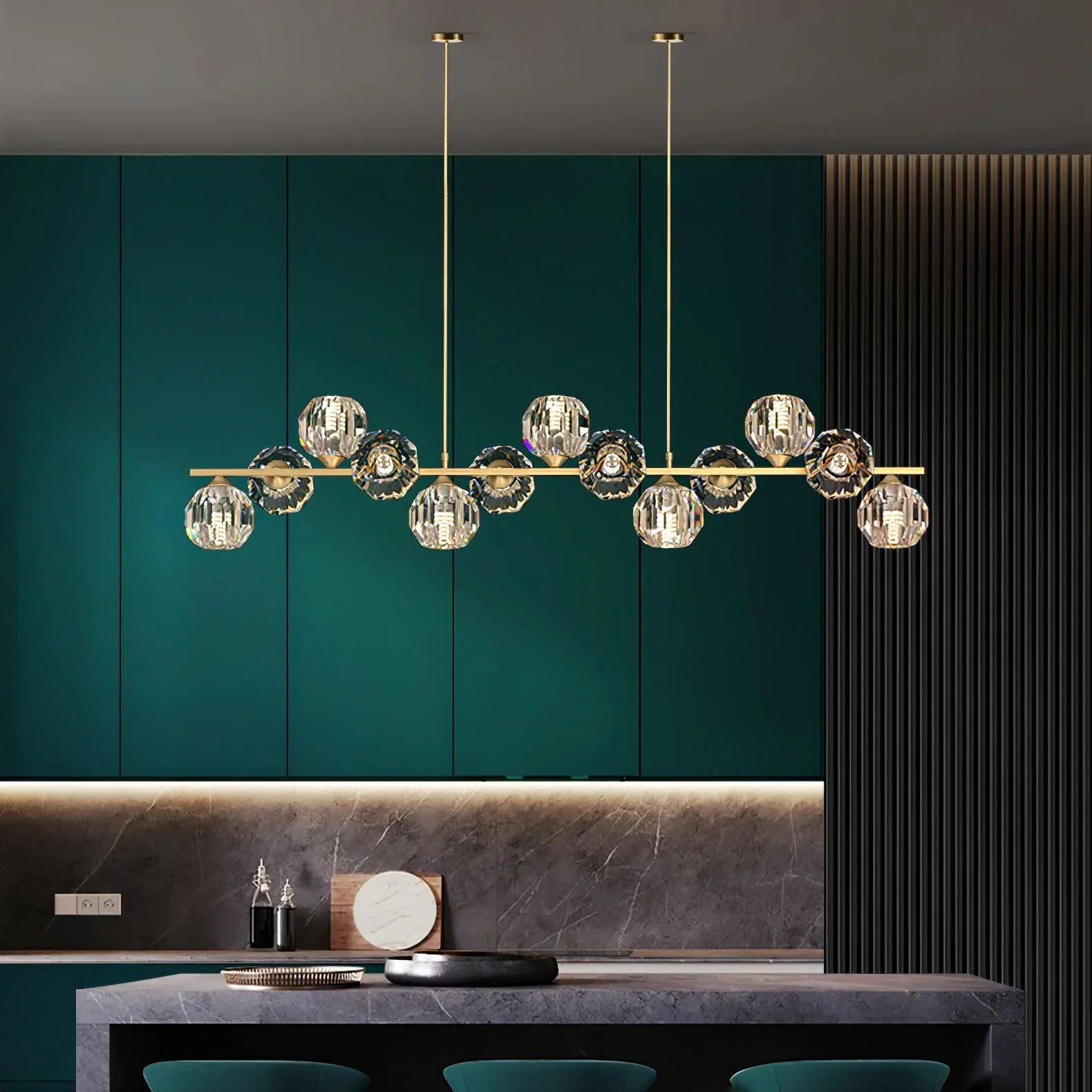 Valentina Gorgeous Brass Glass Ball Chandelier Living Room Dining Room