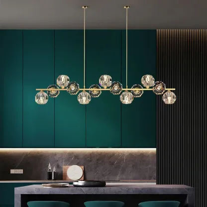 Valentina Gorgeous Brass Glass Ball Chandelier Living Room Dining Room
