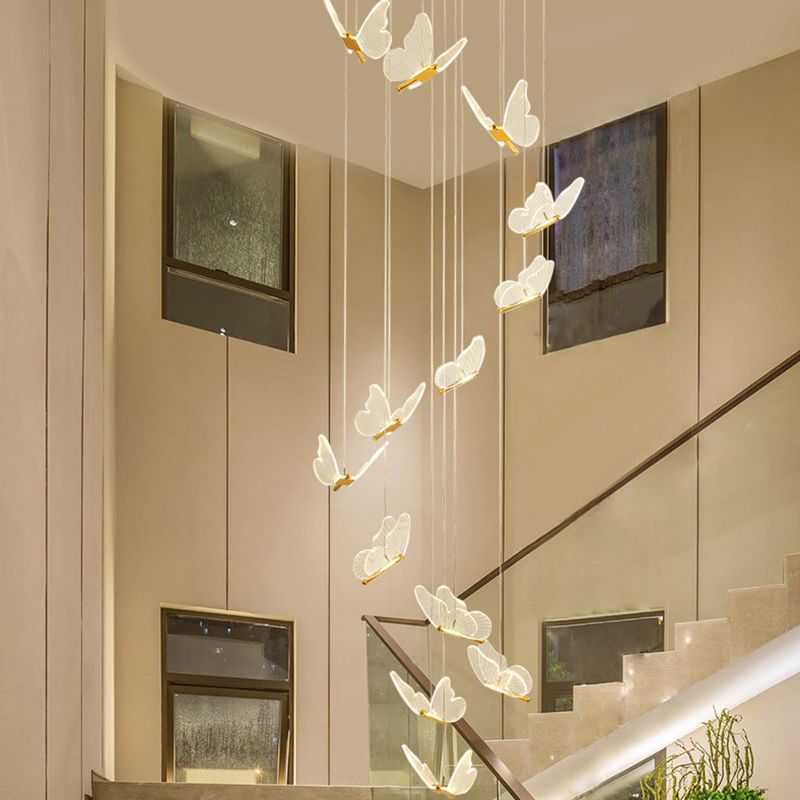 Olivia Pendant Light Butterfly Modern Luxury Metal Acrylic Corridor