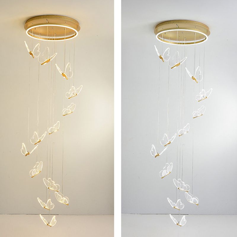 Olivia Pendant Light Butterfly Modern Luxury Metal Acrylic Corridor