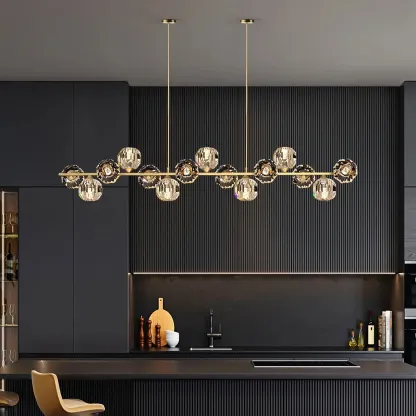 Valentina Gorgeous Brass Glass Ball Chandelier Living Room Dining Room