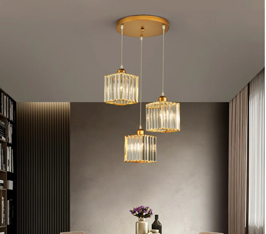 Herbert Modern Cluster Cylinder Glass Pendant Light, Black/Gold