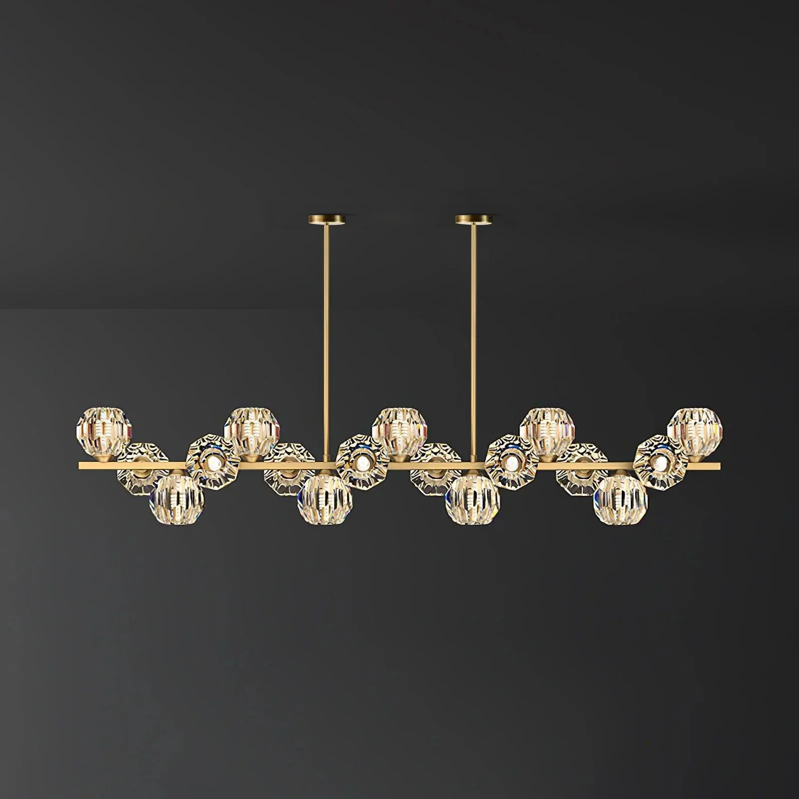 Valentina Gorgeous Brass Glass Ball Chandelier Living Room Dining Room