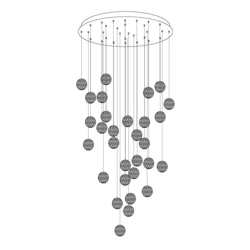 Muto Orb Sphere Cluster Metal Wood Pendant Light Dining Room Living Room