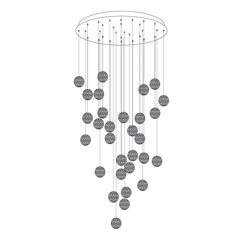 Muto Orb Sphere Cluster Metal Wood Pendant Light Dining Room Living Room