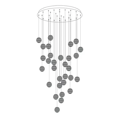 Muto Orb Sphere Cluster Metal Wood Pendant Light Dining Room Living Room