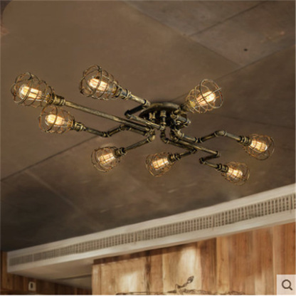 Alessio Industrial Flush Mount Ceiling Light, Black/Brass