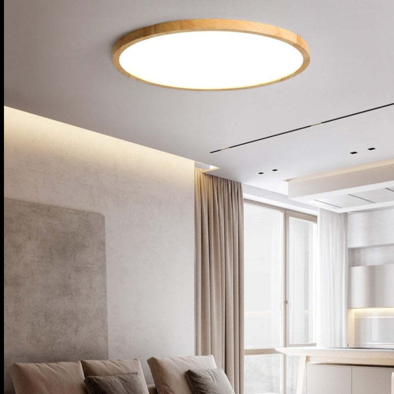 Ozawa Modern Wood Round Flush Mount Ceiling Lights 4 sizes