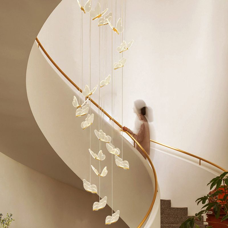 Olivia Pendant Light Butterfly Modern Luxury Metal Acrylic Corridor