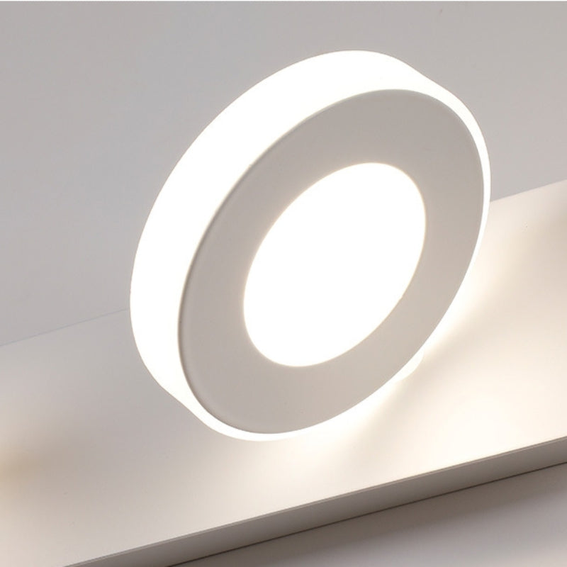 Leigh Minimalist Round Metal Wall Lamp, White, Bathroom