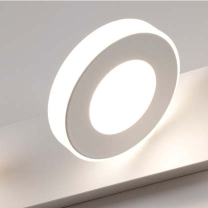 Leigh Minimalist Round Metal Wall Lamp, White, Bathroom