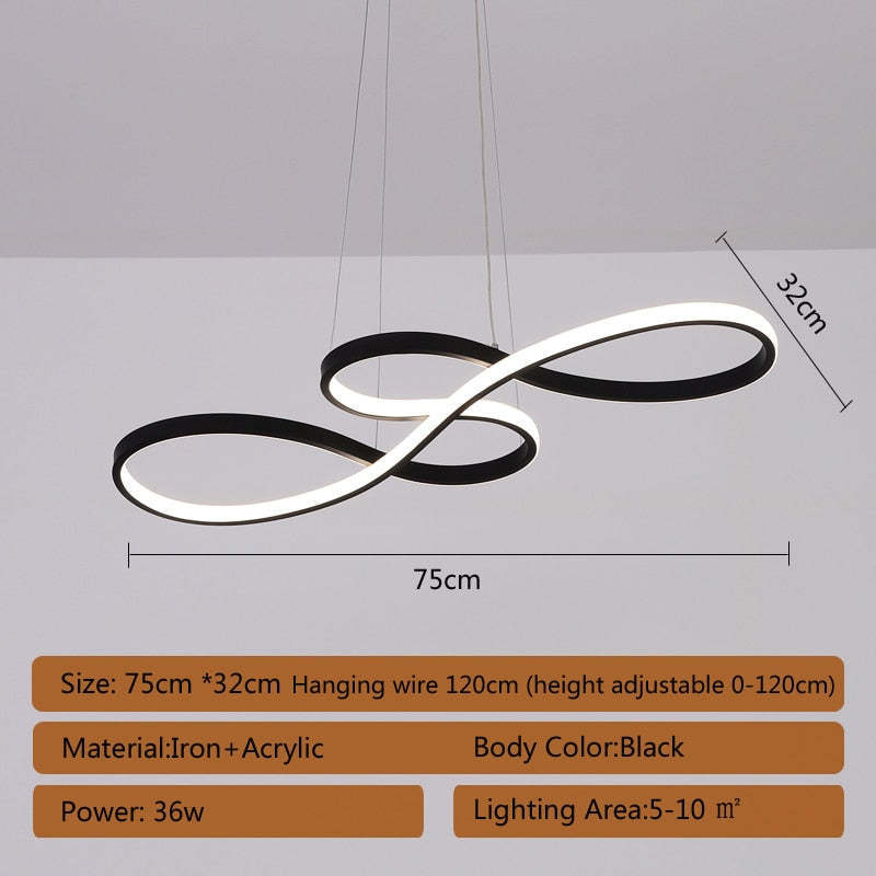 Louise Modern Chandelier Linear Pendant Light, Black & Gold