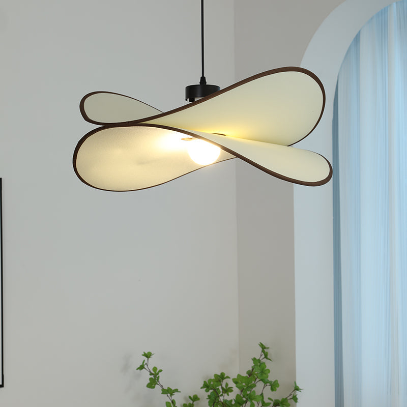 Ritta Wabi-Sabi Retro Leaf Metal Farbic LED Pendant Light Study Bedroom