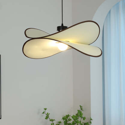 Ritta Wabi-Sabi Retro Leaf Metal Farbic LED Pendant Light Study Bedroom
