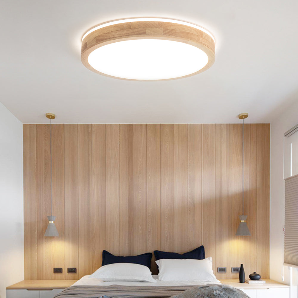Ozawa wood flush mount ceiling light in bedroom