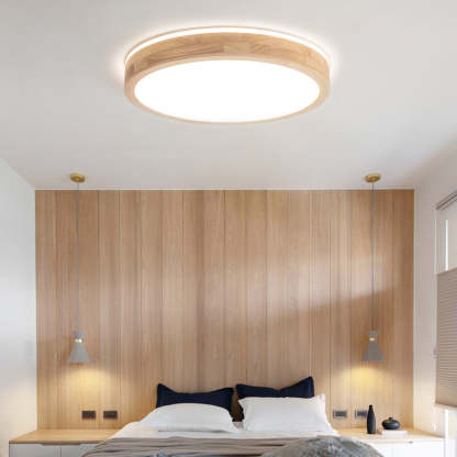 Ozawa wood flush mount ceiling light in bedroom