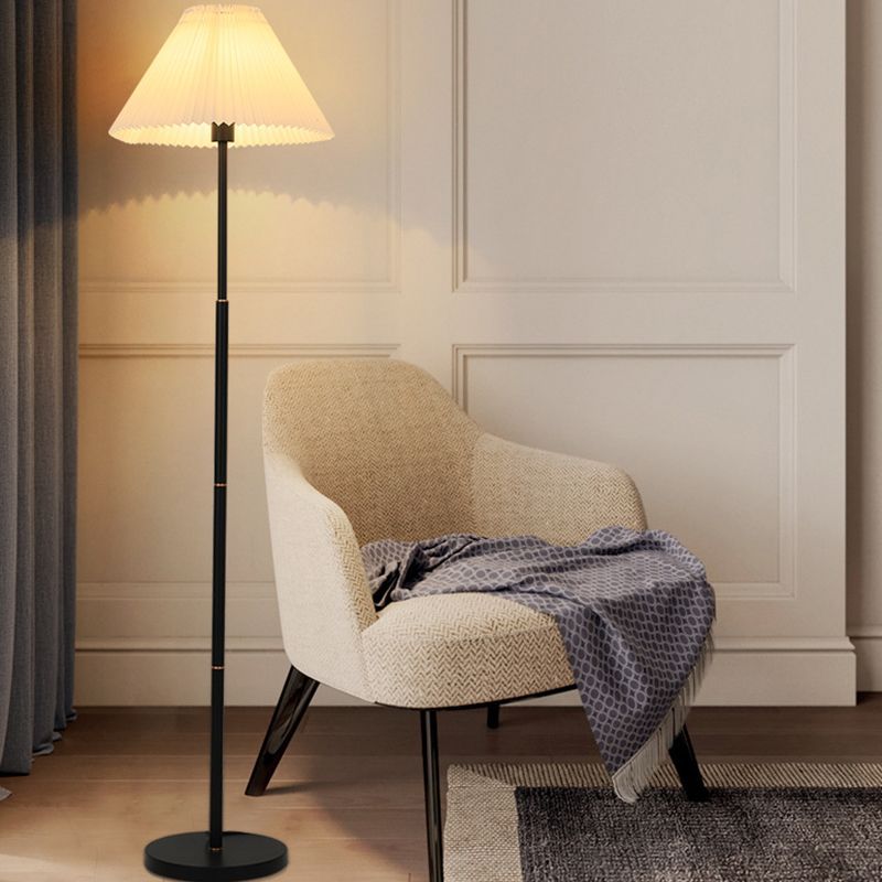 Modern Pleated Metal Fabric Floor Lamp ,White/Green/Apricot |Las Sola