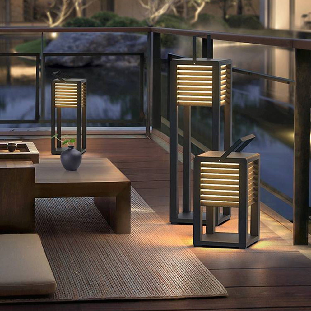 Orr Vintage Cuboid Metal Outdoor Floor Lamp, Black