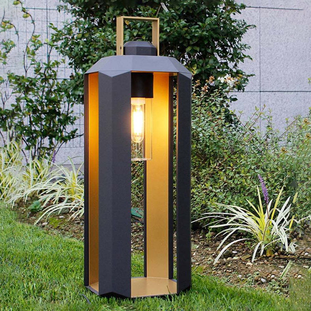 Modern Outdoor Light, Cube Floor Lamp, Black & White, Metal & Glass | Las Sola