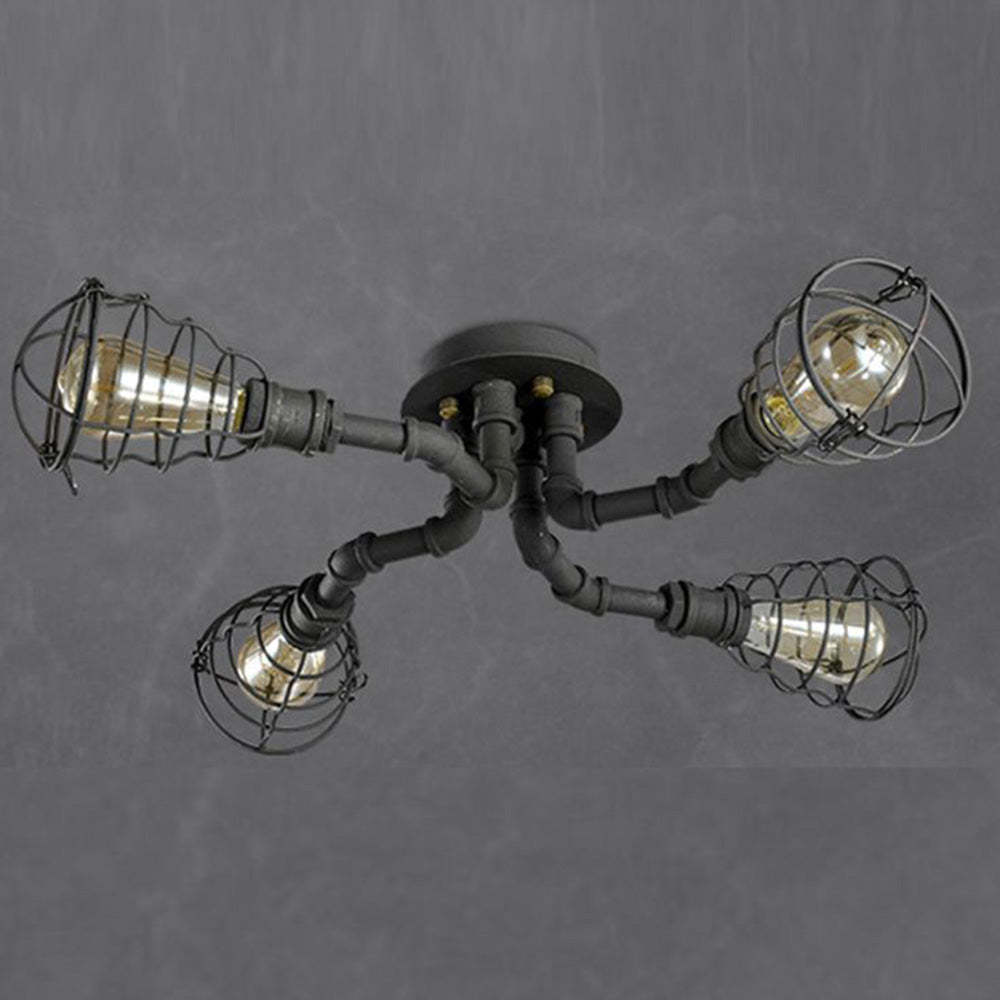 Industrial Flush Mount Ceiling Light, Black & White | Las Sola