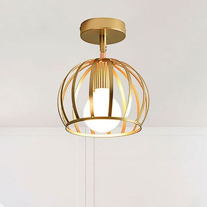 Herbert Semi Art Deco Globe Flush Mount Ceiling Light, Brass