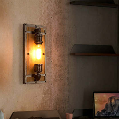 Industrial Alessio Wall Lamp in wood and metal