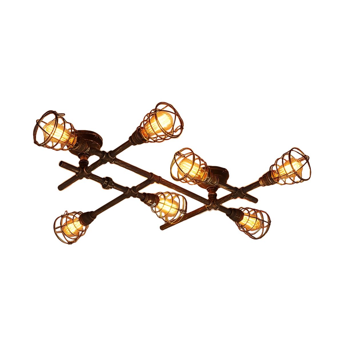 Brass Alessio Industrial Flush Mount Ceiling Light