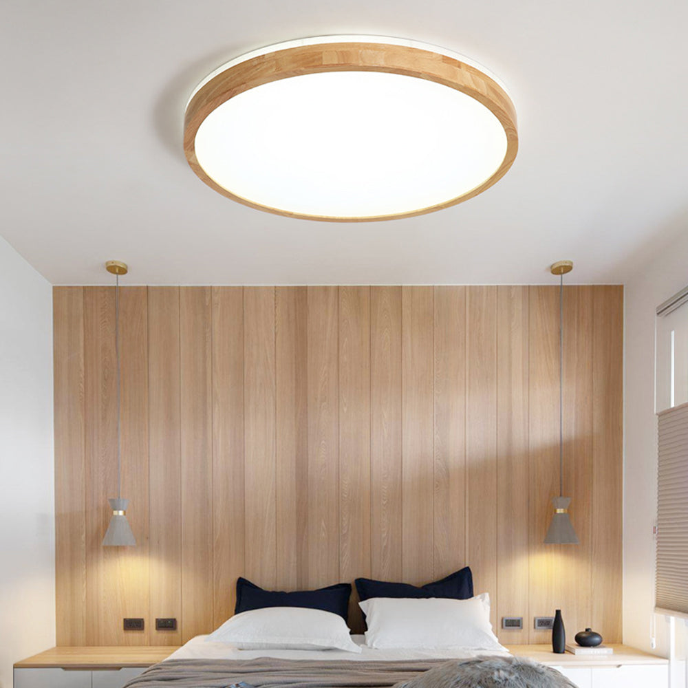 Ozawa wood ceiling light in modern bedroom setting